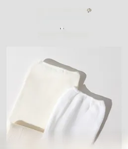 Close-up of high-elastic knit cotton cuffs on Japanese-style over-knee socks in white