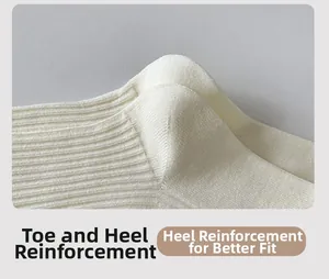Detail view of reinforced heel on cream cotton socks for enhanced durability and snug fit