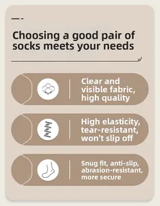 Detail showing premium breathable fabric and high elasticity elastic band of the cotton sock