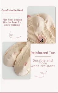 Detailed view of the reinforced toe and comfort heel on cotton socks with rabbit pattern