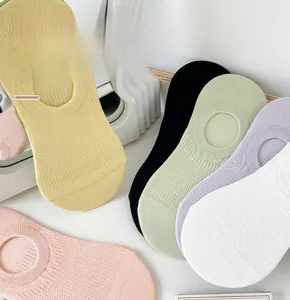 Mesh breathable low-cut invisible socks in six pastel colors made of premium cotton