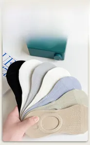 Detailed view of breathable mesh texture and anti-slip heel design on invisible socks