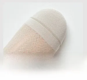 Macro detail of seamless toe stitching on breathable mesh invisible cotton liner socks