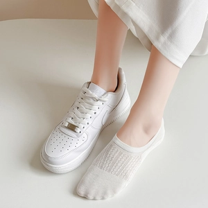 White invisible mesh socks for women featuring breathable knit and low-cut design