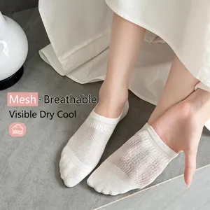 Breathable white mesh no-show socks for women in low cut style for summer wear