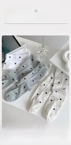 Detailed macro view of polka dot cotton socks with breathable honeycomb mesh texture