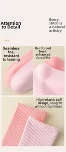 Detailsicht auf Baumwollsocken mit nahtloser Spitze, verstärkter Ferse und elastischem Bund