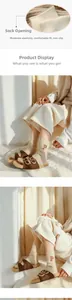 Detail of beige wool socks with P letter embroidery and rib-knit texture for winter comfort