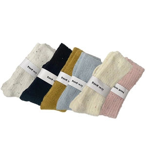 6-pack warm winter crew socks with vintage speckled texture in assorted colors