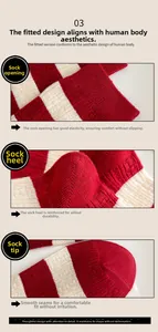 Detail view of red striped cashmere socks showing elastic cuff, reinforced heel and flat toe