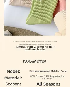 Detail view of cotton blend ribbed socks showing mint green fabric and material composition
