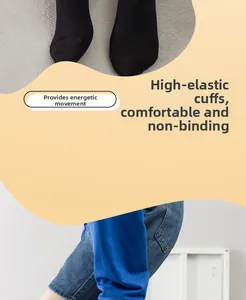 Detail of high-elasticity ribbed cuffs on black cotton socks for kids ensuring comfort