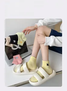 Close-up of cotton ankle socks with H embroidery and AAA grade antibacterial protection