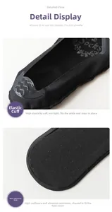 Detail of elastic cuff with wavy silicone non-slip grip and reinforced durable heel