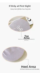 Detail of seamless toe and reinforced 3D heel on lavender low cut invisible socks
