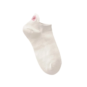 Chaussettes invisibles blanches femme avec broderie cerisier et maille respirante été