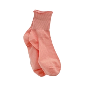 Calze rosa in misto cotone per donna con polsini arrotolati a coste in stile minimal