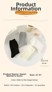 Detail of ribbed mid-calf cotton socks in neutral tones with 37-41 size info