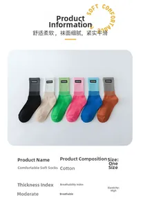 Lot détaillé de six chaussettes de sport en coton coloré avec revers côtelés et étiquettes