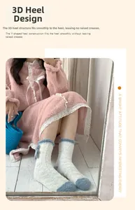 Vue détaillée de chaussettes en polaire corail avec talon en Y pour un ajustement parfait