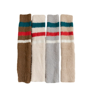 Jambières en fausse fourrure de vison en 4 couleurs avec rayures tricolores élégantes