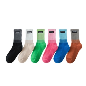 Lot de 6 paires de chaussettes de sport en coton mi-mollet aux couleurs variées