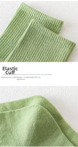Close-up of mint green ribbed knit texture and elastic cuff on soft cotton socks