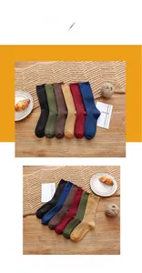 Set di sei paia di calze colorate in maglia di cotone con polsini a coste classici
