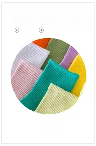 Detail showing ribbed texture and vibrant solid colors of cotton blend crew socks