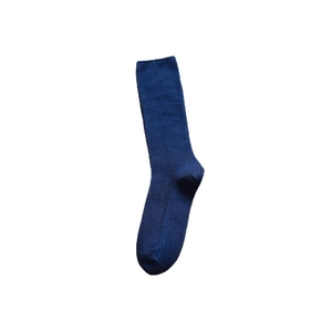 Calze a metà polpaccio in cotone blu scuro con trama a coste e polsini elasticizzati