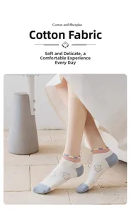 Close-up of star pattern cotton socks with ruffle trim and soft material texture