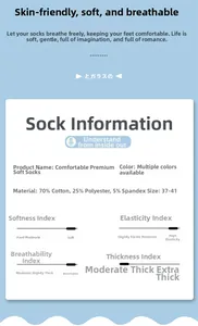 Size chart showing 70% cotton material specs for sweet plaid ruffled ankle socks