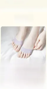 Close-up of breathable purple five-toe half-palm socks for open-toe high heels