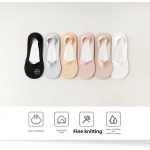 Detailed flat lay of 6 breathable cotton low cut invisible socks in diverse pastel colors