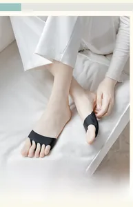 Detail of five-toe half-palm socks with jacquard craft for high heel comfort and protection