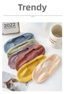 Mesh breathable low cut invisible socks in six assorted colors with non-slip silicone