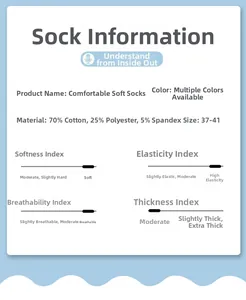 Tableau des tailles montrant 70% coton et haute élasticité pour chaussettes ours