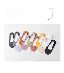 Flat lay display of seamless low cut invisible socks in ten vibrant assorted colors