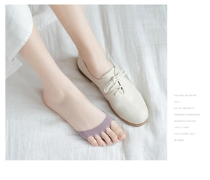 Close-up of lilac open-toe five-finger invisible socks for high heels and flats
