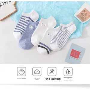 Detail of 5-pack women cotton invisible socks with cute sheep embroidery