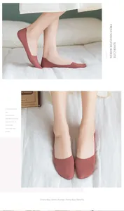 Detailed knit texture of brick red invisible boat socks showing breathable fit for women
