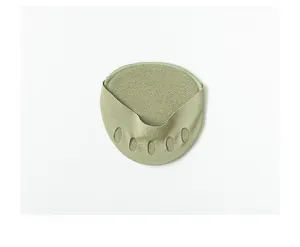 Detail of light green five-toe forefoot cushion pads with breathable knitted fabric