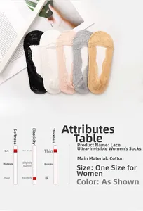 Lace low cut invisible boat socks in five colors showing breathable cotton sole texture