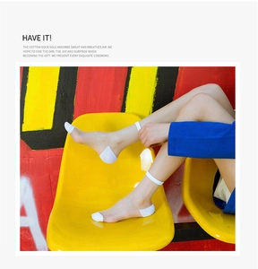 Close-up of sheer glass silk crew socks with white cotton toe and heel reinforcement