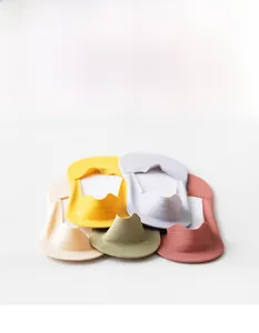 Flat lay view of five pairs of invisible no-show socks in assorted pastel colors