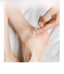 Detailed view of nude seamless invisible sock with high elasticity for a perfect fit