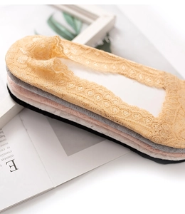 Detailed display of five-color lace invisible socks set on a fresh lifestyle background