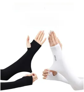 Detailed view of high-elastic cooling sleeves showing stretchable ice silk fabric texture