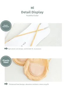 Detail of nude color invisible socks featuring elastic straps and thickened heel padding