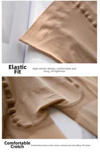Detailed macro view of the high-elastic waistband and seamless crotch of skin-tone pantyhose